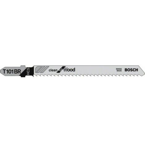 Bosch – Lame de scie sauteuse T 101 BR HCS rectifiée 100 mm – Lot de 5 – Pour bois tendre et panneaux de 3-30 mm – 2608630014