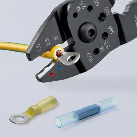 Knipex Coupe-câbles à cliquet noire laquée, avec gaines bi-matière