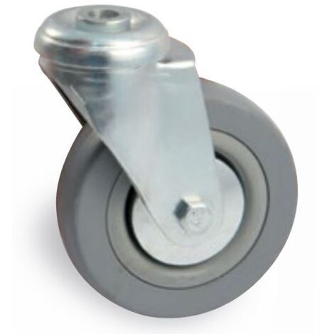 Roulette œil trou pivotant diamètre 75mm en caoutchouc gris - AVL - 550875H