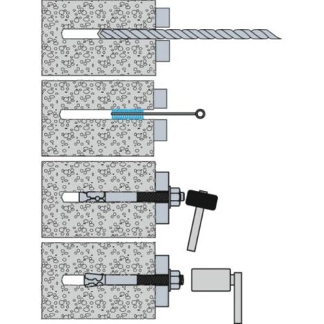 Goujons d'ancrage pour béton non fissuré 10X150 boîte de 50 – Acier forgé à froid – Installation précise – Charges élevées – Rawlplug