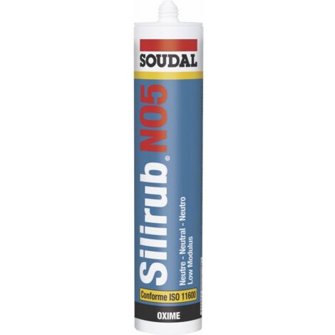 Soudal – Mastic silicone SILIRUB NEO5 cartouche 300ml – Couleur pierre gris – Haute adhérence sur PVC, métal, bois et verre – Résistance UV et humidité
