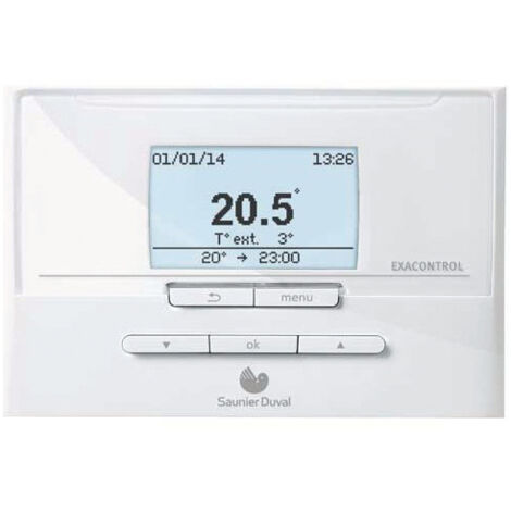 Saunier Duval – Thermostat d'ambiance programmable sans fil – Alimentation par piles – Affichage des consommations énergétiques – Compatible chaudières eBus