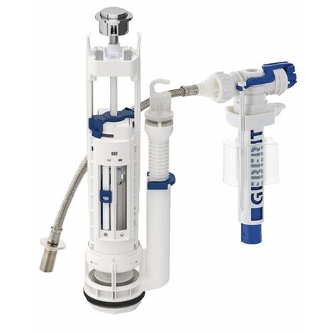 Geberit – Mécanisme de chasse d'eau complet 290-380 – Rinçage simple touche – Alimentation universelle pour eaux grises – Volume de chasse réglable