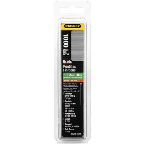 Stanley – Boîte de 1000 clous type J 15mm en acier galvanisé – Fixations légères pour assemblage bois – 1SWKBN0625T