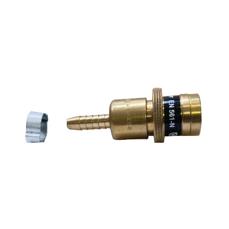 Air Liquide – Raccord rapide femelle gaz neutre 8mm – Laiton chromé – Fixation olive cranté – Compatible Ar/CO2, Argon – Système auto-obturant