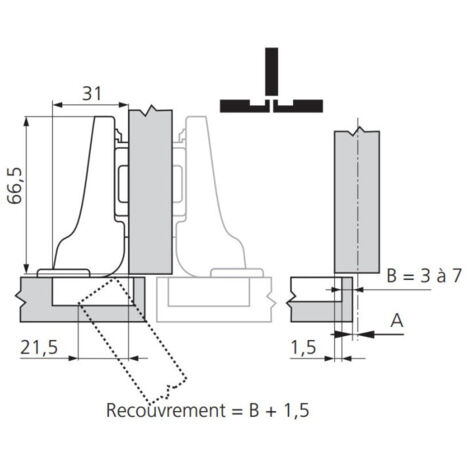 Charnière Clip Top Blumotion 110° demi coudé Inserta - BLUM - CHA71B369