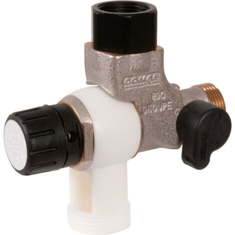Comap – Groupe de sécurité coudé en inox – Filetage plomberie 3/4' – Reverso pour installations sanitaires – Norme NF EN 1487