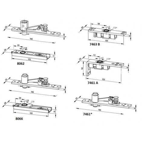 Pivot du haut 8066 complet pour porte double action acier/bois/aluminium - DORMA - 46300006