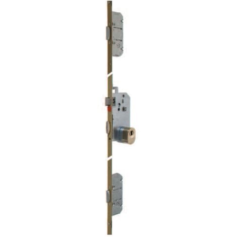 Vachette – Serrure multipoint en applique 5 points – Acier galvanisé – Axe 50mm – Entraxe 70mm – Pêne dormant à 2 tours – Compatible avec cylindres européens