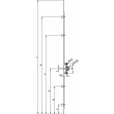 Crémone verrou JET15 cote DF longueur 1350mm D - FERCO - G-12425-13-4-1
