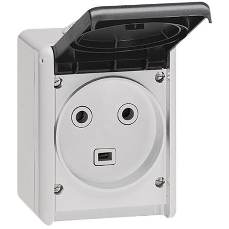 Prise étanche 2P+T 32A Plexo complet IP44 saillie gris LEGRAND 055872