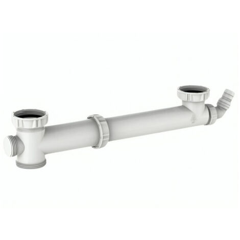 Valentin – Tubulure évier 2 cuves réglable 160-360 mm – Prise machine à laver/trop-plein – Débit 120 l/mn – Hauteur sous évier 72,5 mm
