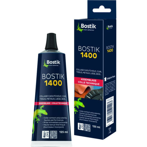 Colle néoprène BOSTIK 125 ml – Prise immédiate puissante – Haute tenue thermique – Collage caoutchouc, métaux, cuir, bois