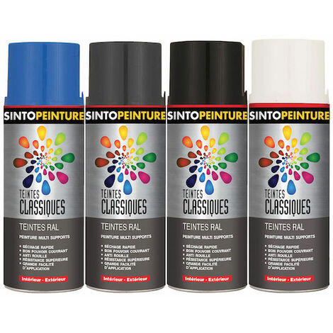 Peinture classiques antirouille teintes gris argenté brillant RAL7001 en aérosol de 400ml - SINTO - 925055