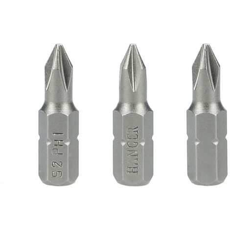 CARTE DE 3 EMBOUTS CRUCIFORMES PH1 LONGUEUR 25 MM - HANGER - 133011 (1/3)