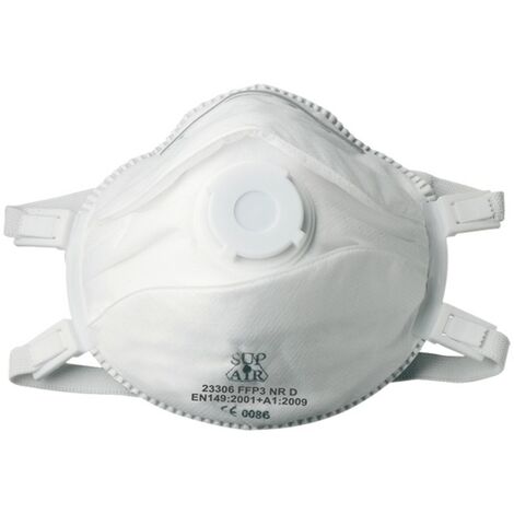 Boîte de 5 masques coques respiratoires jetables FFP3 NR D – Valve d'expiration pour confort – Protection contre particules solides et liquides – Sup Air