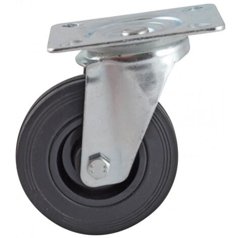 Roulette D65mm caoutchouc noir platine pivotante - AVL - 508830A