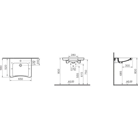 Lavabo PMR standard CONFORMA 65cm S20 - VITRA - 5291B003-0001