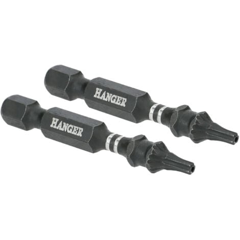 2 embouts impact 1/4'' étoile percée TTX27 longueur 50 mm - HANGER - 134070