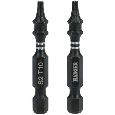 2 embouts impact 1/4'' étoile percée TTX27 longueur 50 mm - HANGER - 134070