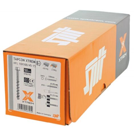 Boîte de 50 vis béton à tête hexagonale TAPCON HFL XTREM 8x120/75-55 ...