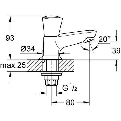Robinet de lavabo 1/2'' COSTA S monofluide - GROHE - 20405001