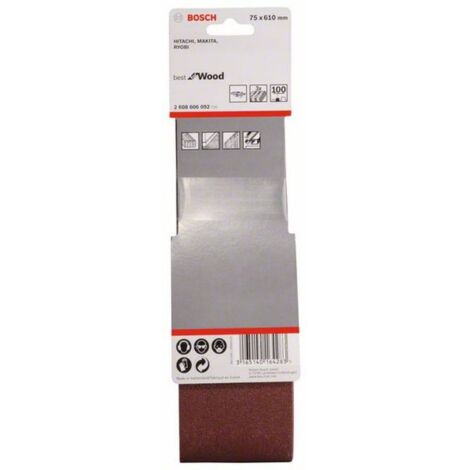 Bosch Professional Kit 3 Bandes Abrasives X440 Best For Wood And Paint - 75x457mm Grain 80