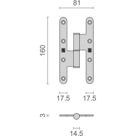 Paumelles à bois inox gauche 160x80 mm HERACLES Q PAB16080 G