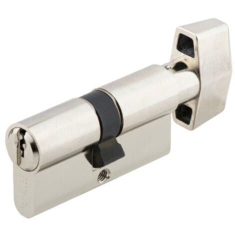 Cylindre à bouton 5 goupilles 5G laiton nickelé B30x30 sur variure MV1mm - HERACLES - C100B10MV (1/2)