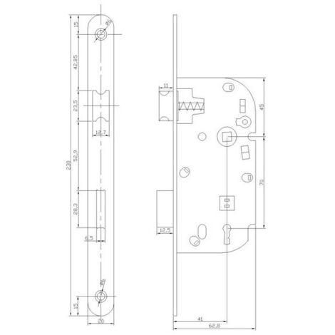 Coffre monopoint à larder clé L 50mm blanc sans gâche HERACLES I L230 50B
