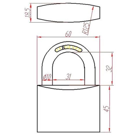 Cadenas standard laiton UNO 60mm s'entrouvrant anse en U - HERACLES - I-CAD60MV (1/5)
