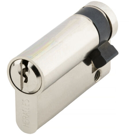 Demi-cylindre européen 5 goupilles 5G 10x65mm pour fermeture anti-panique laiton nickelé 3 clés - HERACLES - C100116
