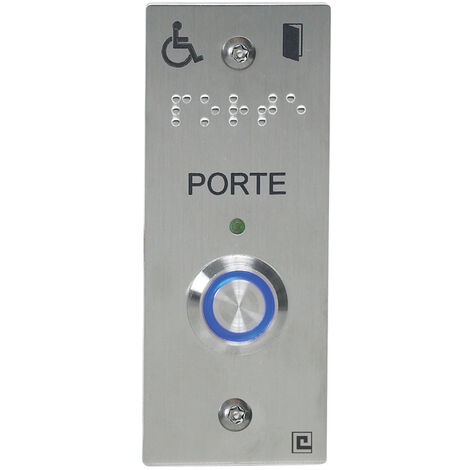 Bouton poussoir NO/NF sur plaque inox 40x100mm loi PMR avec 2 vis anti-vandales - HERACLES - PL40NFLH