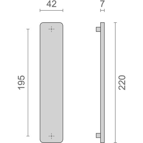 Heracles – Plaque simple HIONNA aluminium argent – Entraxe 195 mm – Épaisseur 40-50 mm – Dimensions 224x42x7 mm – BHIONNA65