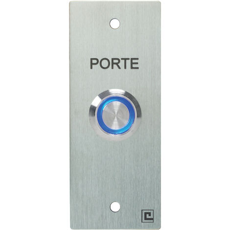 Heracles – Bouton poussoir NO/NF inox 40x100mm – 12V DC – Signalisation LED éclairée – Marquage laser "PORTE" pour identification rapide