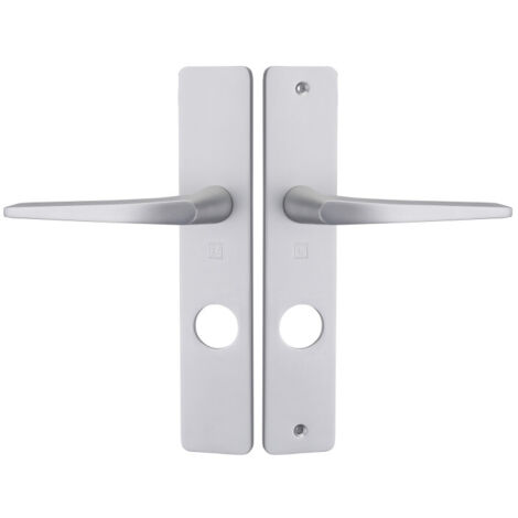 Heracles – Ensemble sur plaque HIONNA aluminium argent 26,5mm – Fixation sécurisée pour portes – Entraxe 195mm – BHIONNA15