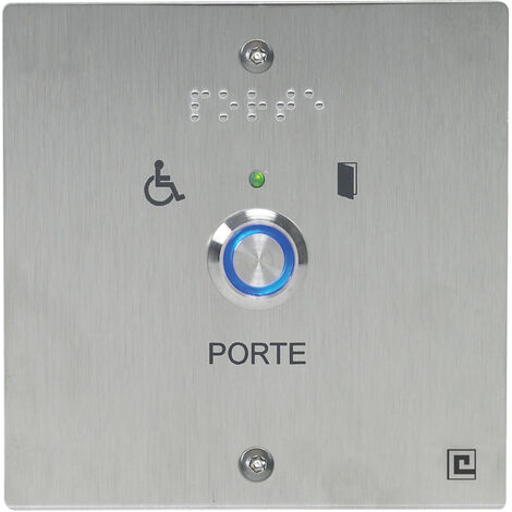 Bouton poussoir NO/NF sur plaque inox 80x80mm loi PMR avec 2 vis anti-vandales - HERACLES - PL80NFLH