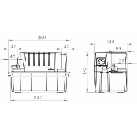 Pompe de relevage chaudière - Sanicondens Pro v02, 2 entrées pour chaudière gaz ou fioul ou vitrine réfrigérée - Réf. SK6