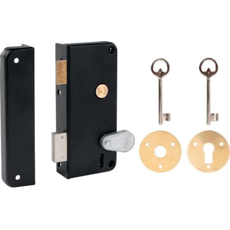 JPM – Serrure verticale extra plate 40mm – Cylindre 23mm x 40mm – Noir – Pour portes d'entrée – 4460000221