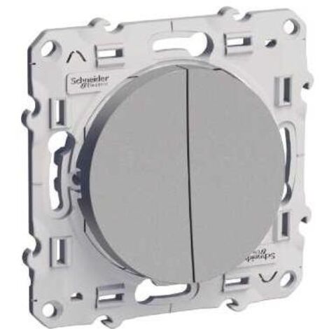 Interrupteur double va-et-vient ODACE 10 A à vis aluminium - SCHNEIDER ELECTRIC - S536214
