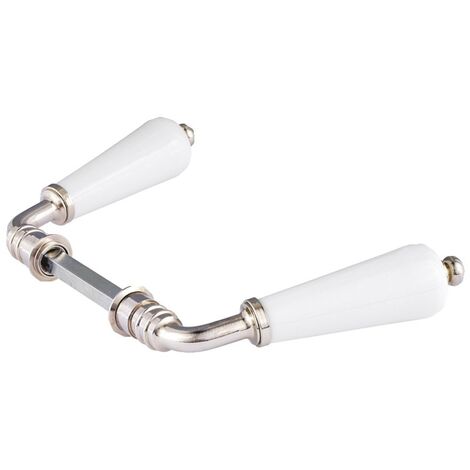 Béquille double CANON carré 6mm en porcelaine et laiton massif – Finition blanche – Adaptée à toutes portes – Merigous
