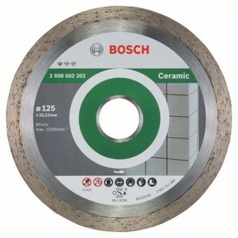 Disque à tronçonner diamanté standard for ceramic - Diametre : 125 mm - Alesage : 22,23 - BOSCH (1/8)