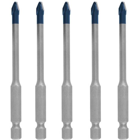 Bosch – Coffret de 5 forets à tuiles HardCeramic 5mm – Technologie Carbide pour perçage céramique – Résistance 10x supérieure – 2608900598