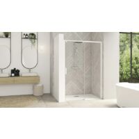 Paroi de douche SMART DESIGN C 147-160cm coulissant profilé blanc sans seuil verre transparent droite largeur 160cm - KINEDO - PA9236BTNED