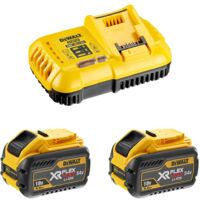 Dewalt – Pack énergie 54V/18V FLEXVOLT avec 2 batteries 9,0 Ah – Chargeur rapide DCB118 – Autonomie prolongée pour travaux intensifs