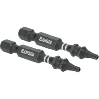2 embouts impact 1 4 étoile percée TTX25 longueur 75 mm HANGER 134093