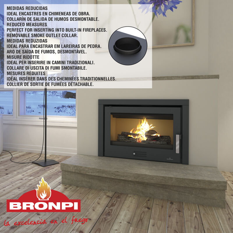 estufa de leña insertable bronpi modelo coliseo