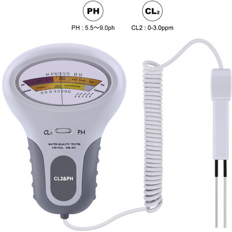 Elektronisches pH-Messgerät, Schwimmbadwasseranalyse-Kit, 2 in 1 PH-Chlormeter-Tester PC-102 PH-Chlortester Wasserqualitäts-Testgerät CL2 Messen für Schwimmbad-Aquarium