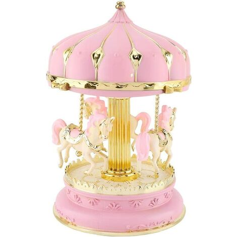 Weinlese-romantisches rosa musikalisches Pferdekarussell-Spieluhr-Dekorgeschenk 