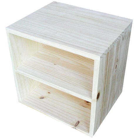 Onlywood Cubo Modulare in legno con Ripiano - 36 x 30 x 36 h cm